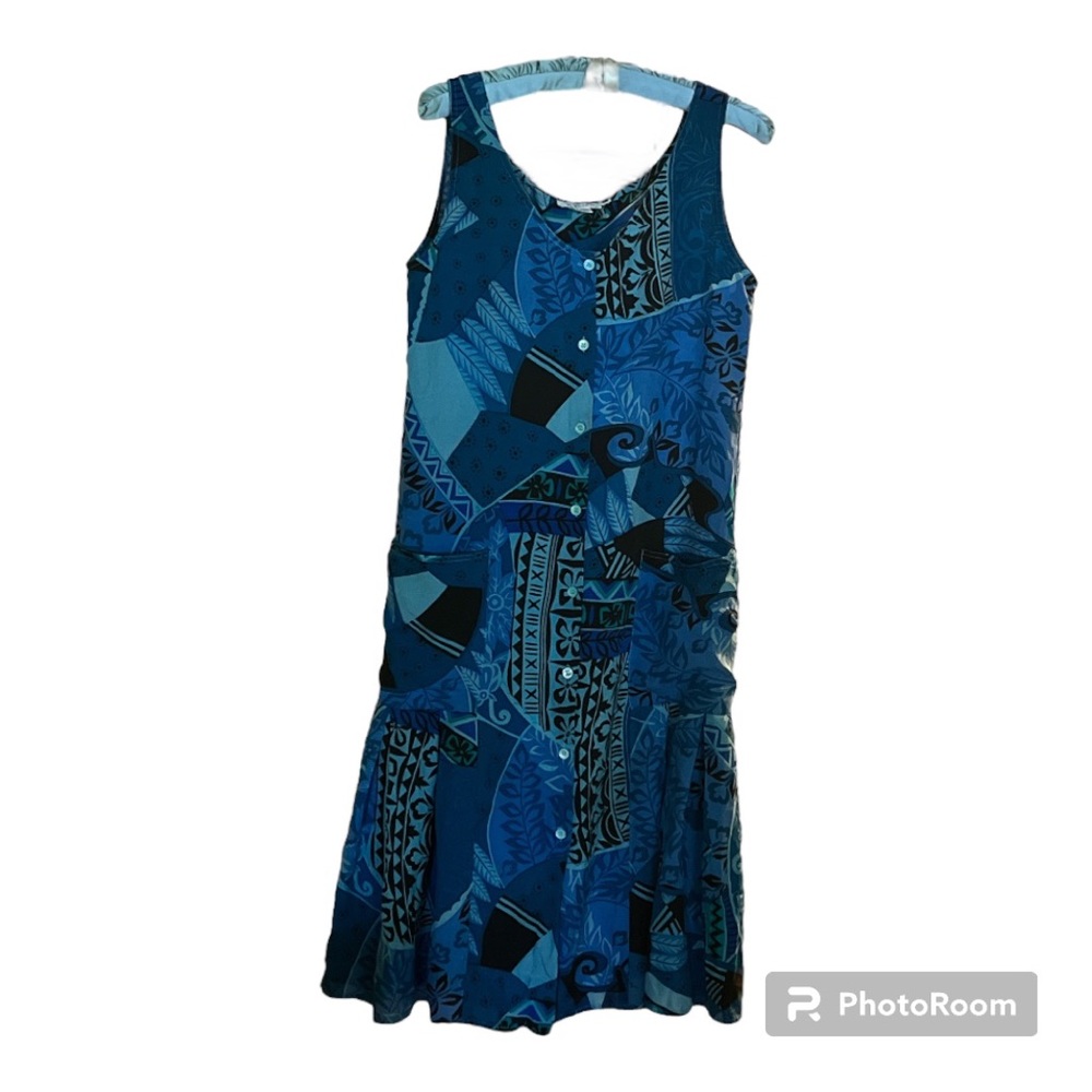 Jan Pedersen size 6 blue silk dress sleeveless button front New Without Tags - Picture 7 of 13
